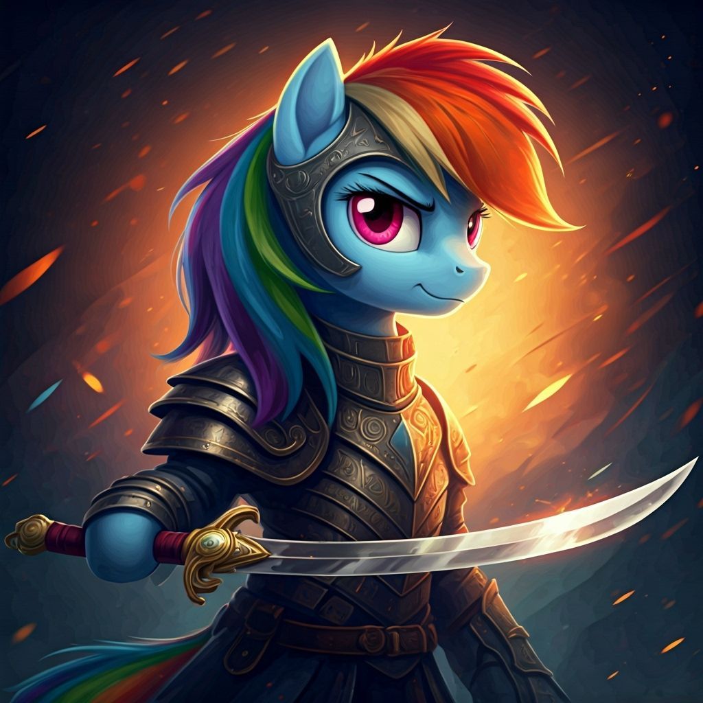 Rainbow Dash Wind Mage Knight with Scimitar