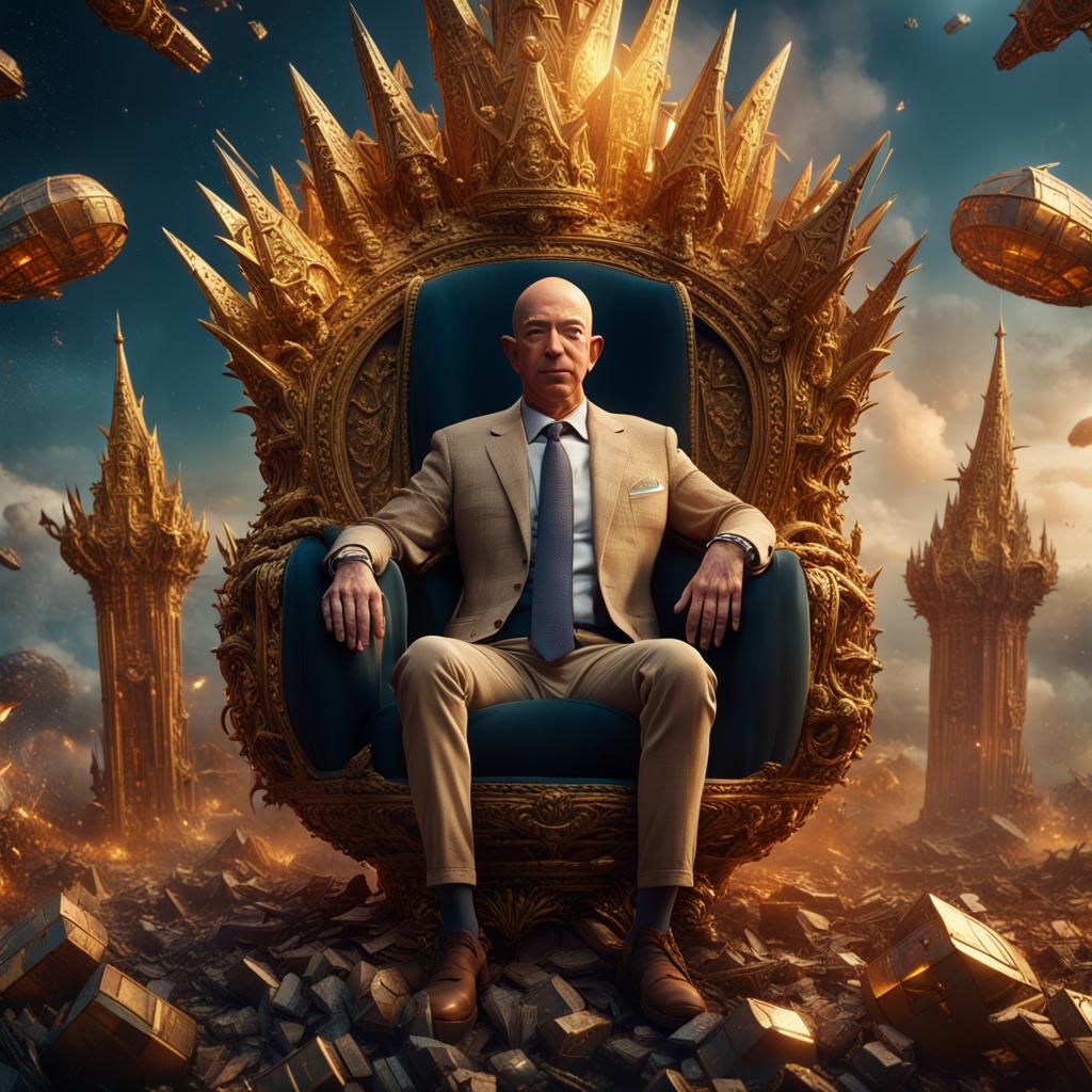 Jeff Bezos as God of War, Digital Matte Painting