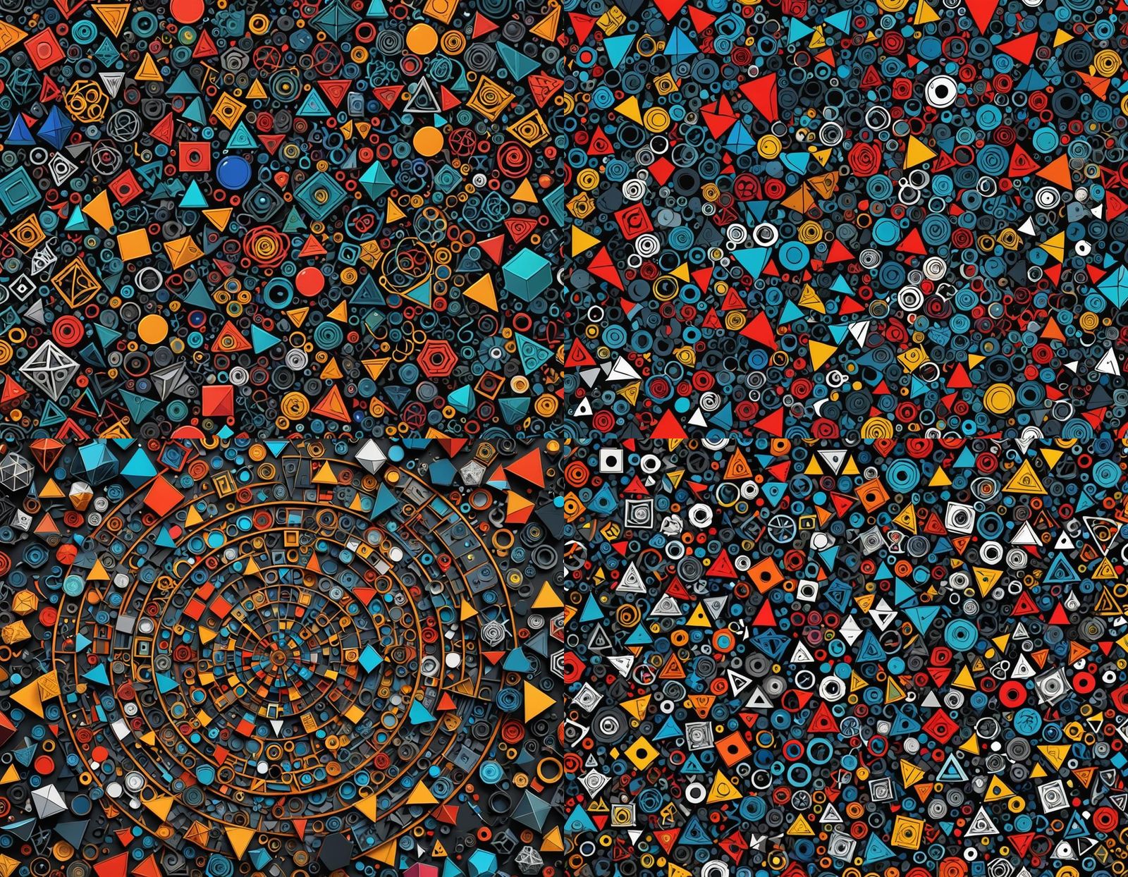 Gothic Doodle Art: Colorful Geometric Shapes in 4K