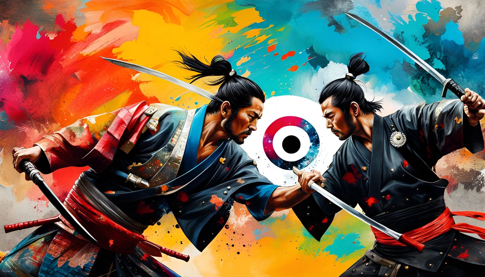 two samurai fighting a duel!