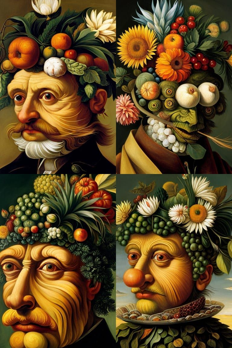 Surreal Botanical Portrait in Renaissance Style