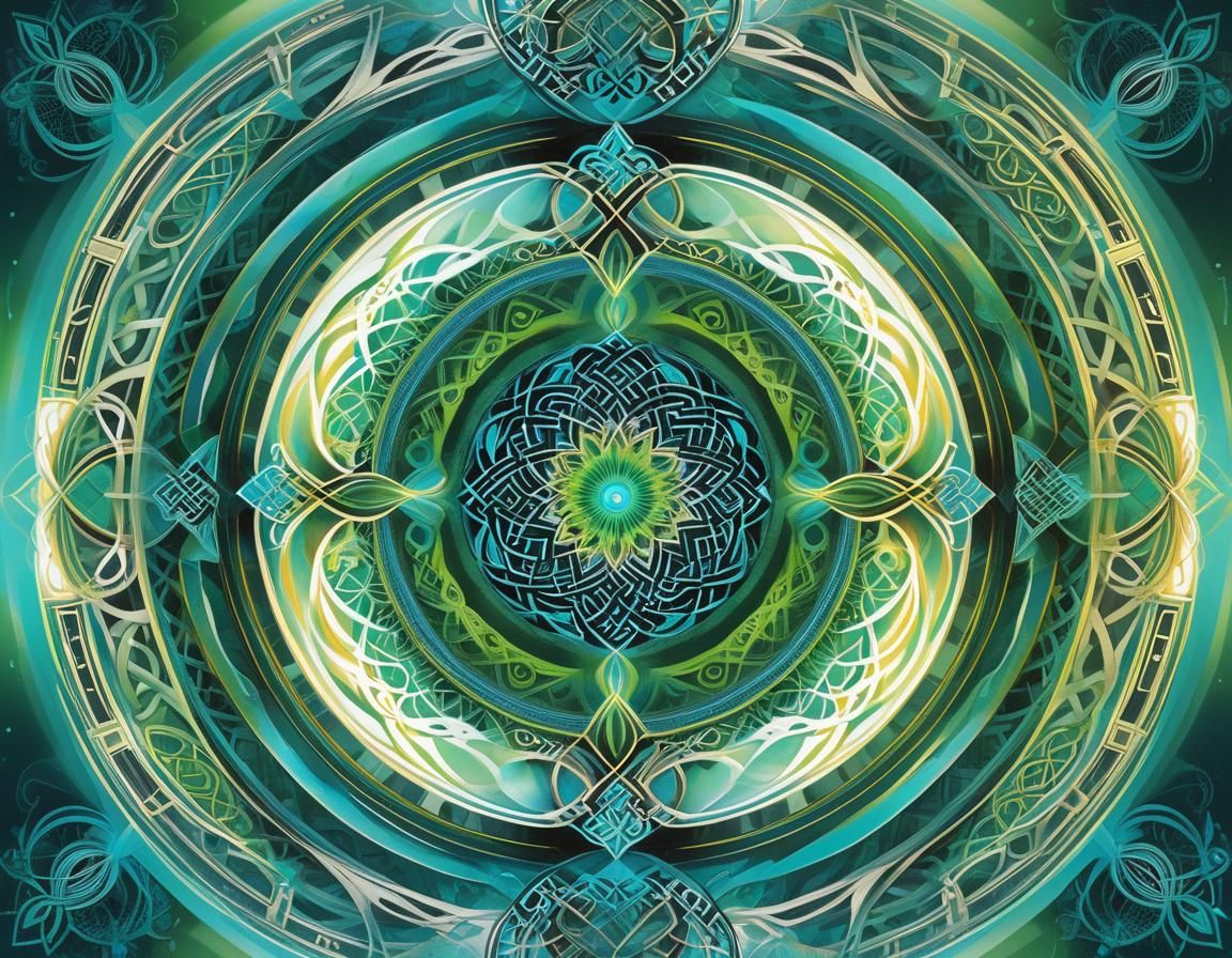 Spirograph Chinese Ink Painting with Celtic Knots