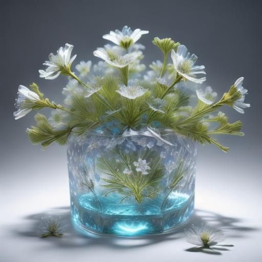 Glass Vase of white flowers