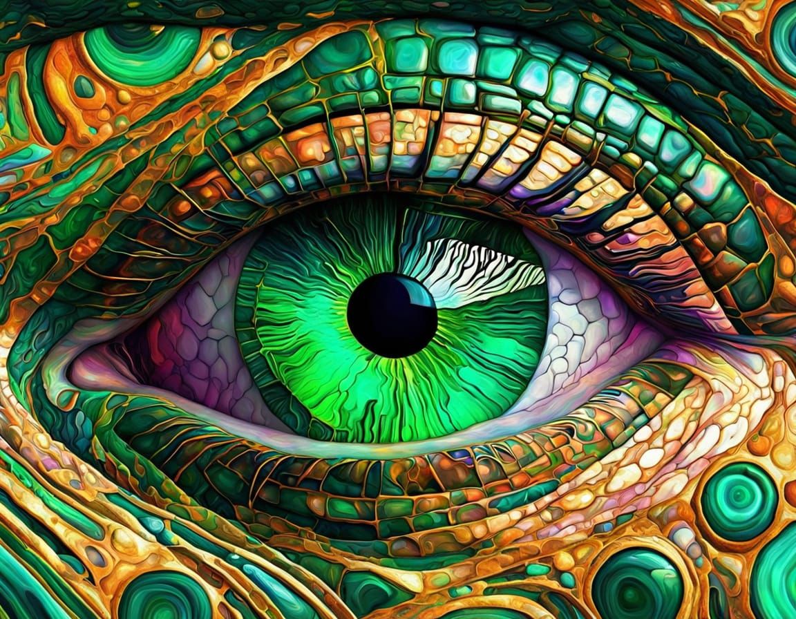 Abstract Malachite Eye Repeating: Vibrant Digital Art