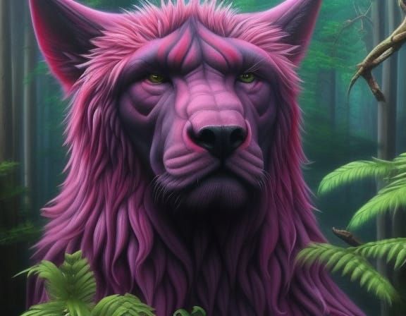 purple lion dog