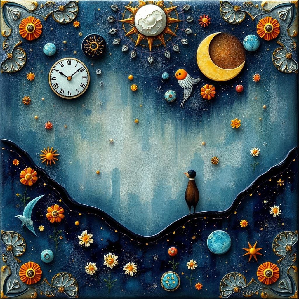 Cosmic Emoji Thank You in Surreal, Dreamlike Landscape