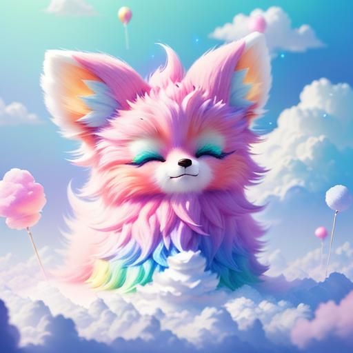 Cotton Candy Fox in Anime Pastel Wonderland