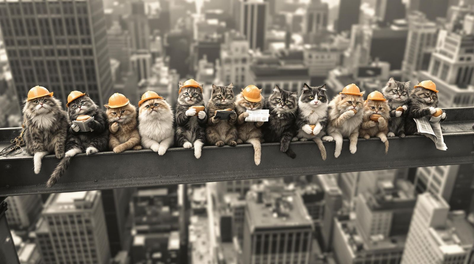 Cats on a Beam: A Humorous Vintage Photo