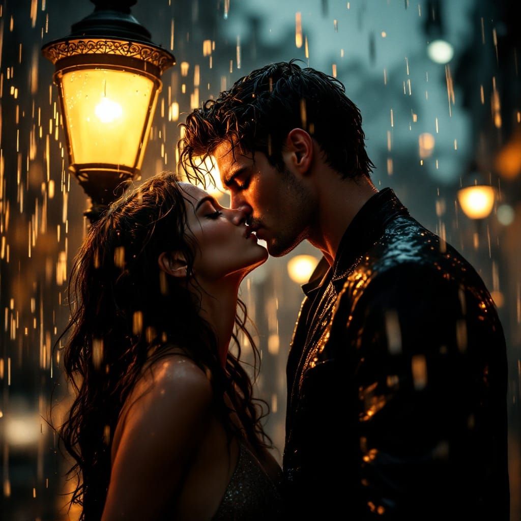 Ethereal Moment Under the Streetlamp