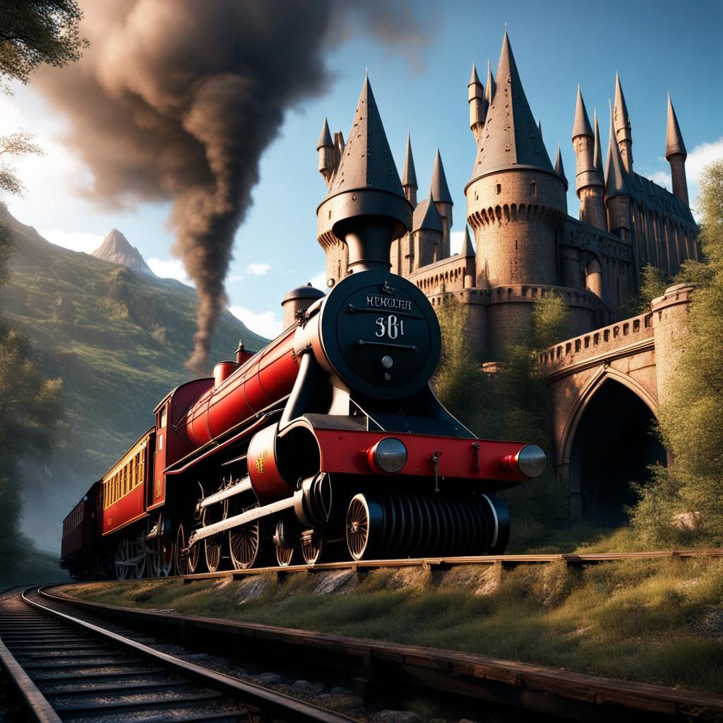 Hogwarts Express in Detailed Matte Painting Style