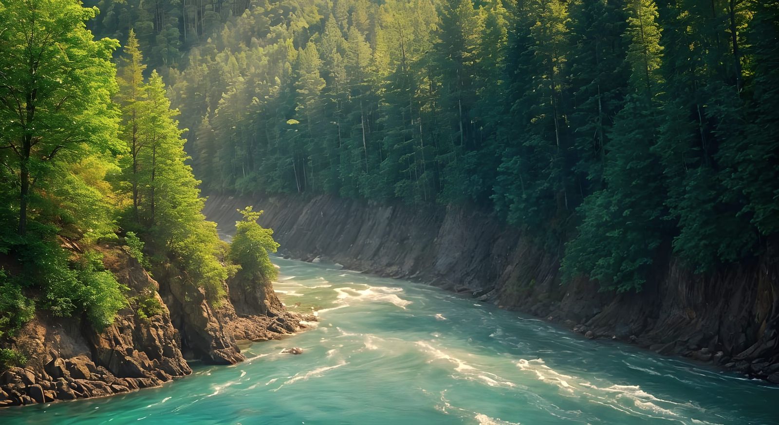 Raging River's Hidden Path Through the Trees