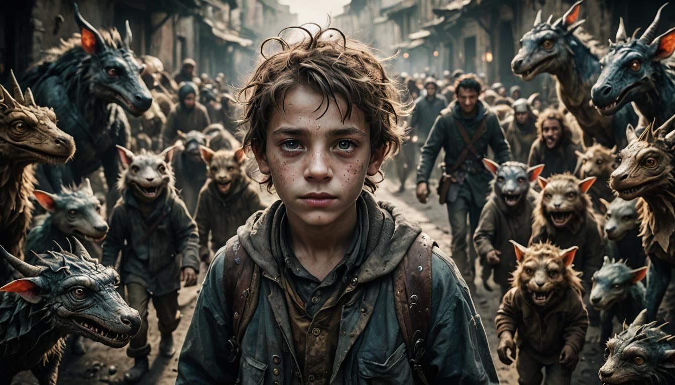 Boy's Journey Through a Whimsical Fantasy World