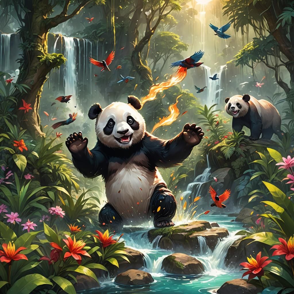 Panda Water Bearer in Jungle Concept Art