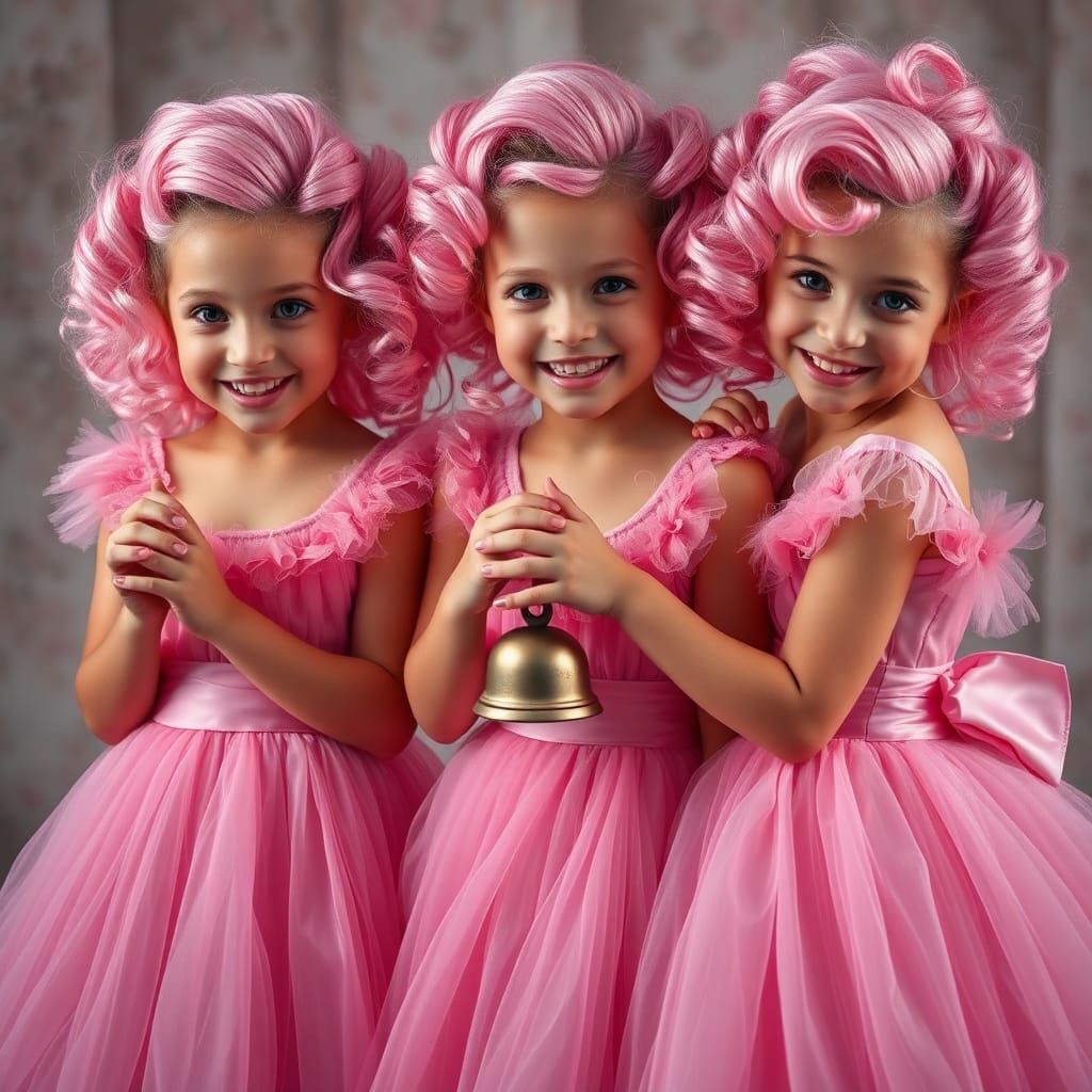 Elegant Girls in Pink Couture with Bells