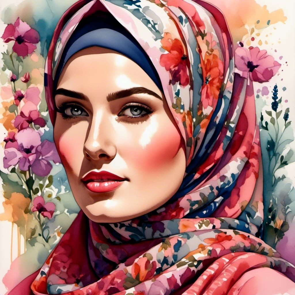 Surreal Portrait of Modest European Woman in Botanic Garden