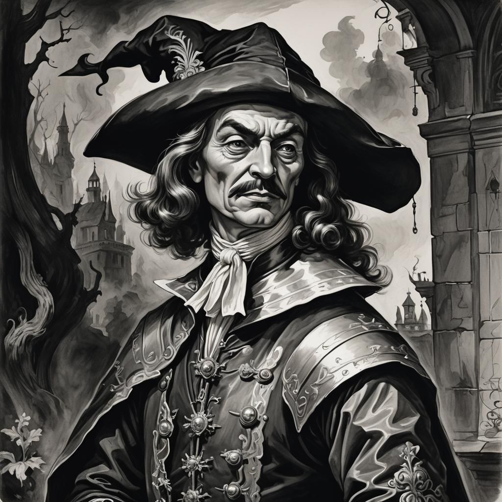 17th Century Villain Illustration in Oil