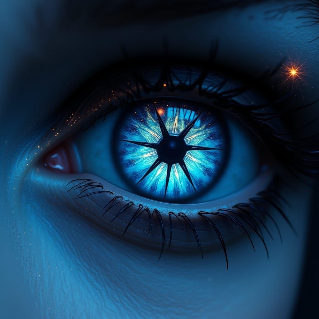 Gothic Woman's Biohazard Eye: 3D Rendered Kaleidoscope