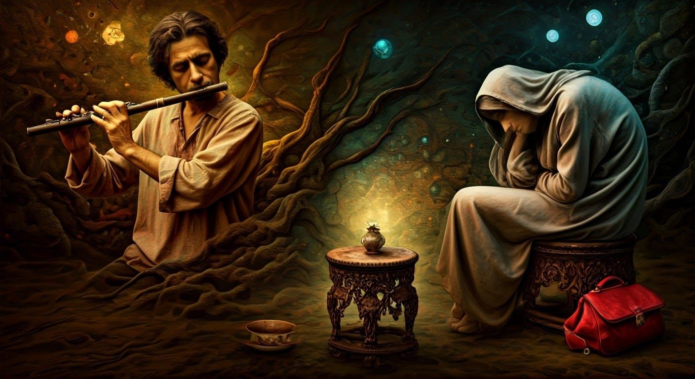 Surreal Duo Lost in Dreamlike Abstraction