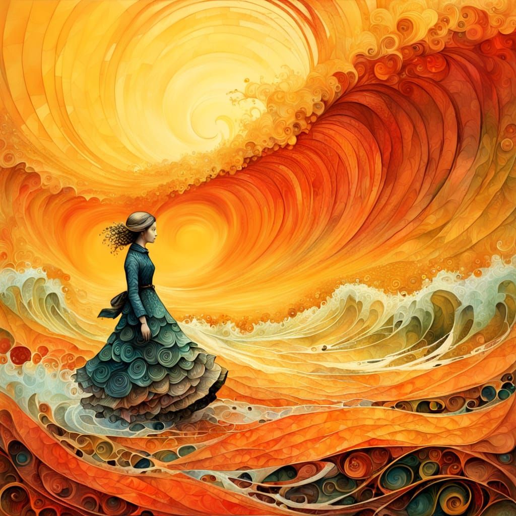 Abstract Fractal Art with Wave Function and Zentangle Elemen...