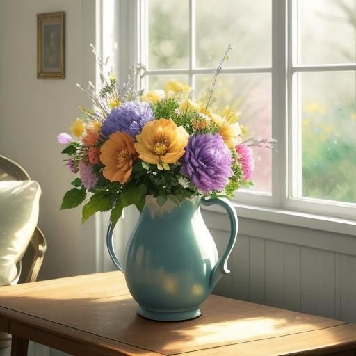 Impressionist Still Life with Coffee and Flowers