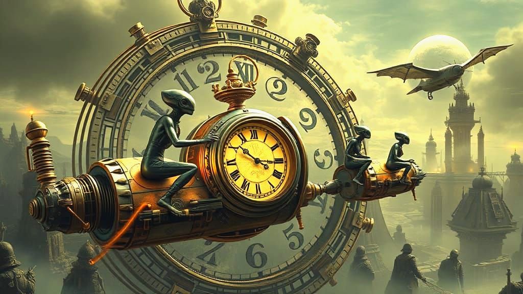 Alien Steampunk Clock Riding