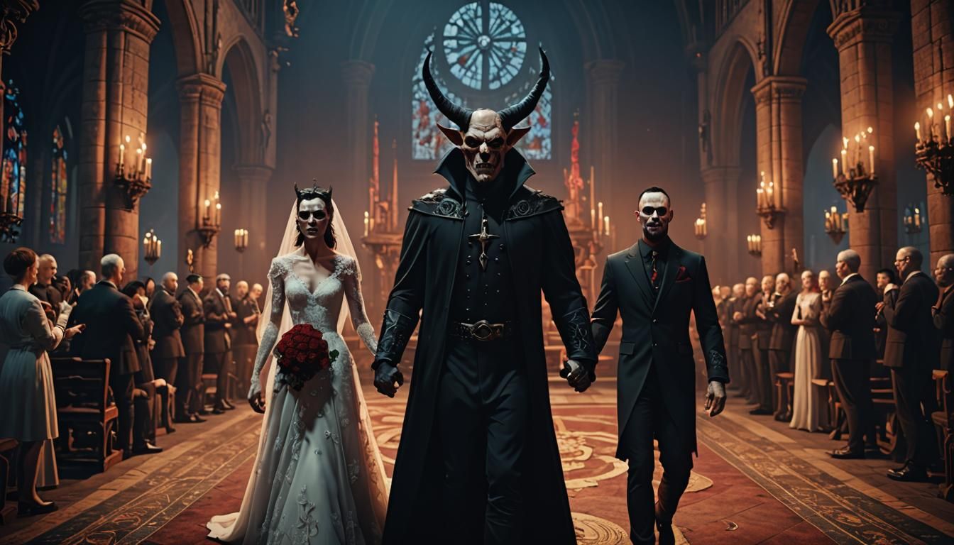 Gothic Nuptials: A Weird Couple's 3D Cinematic Wedding