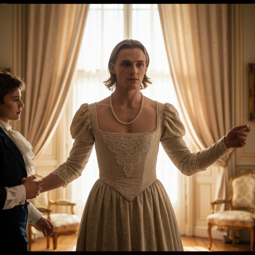 Victorian Ballgown Dancer in Warm Parlor Light