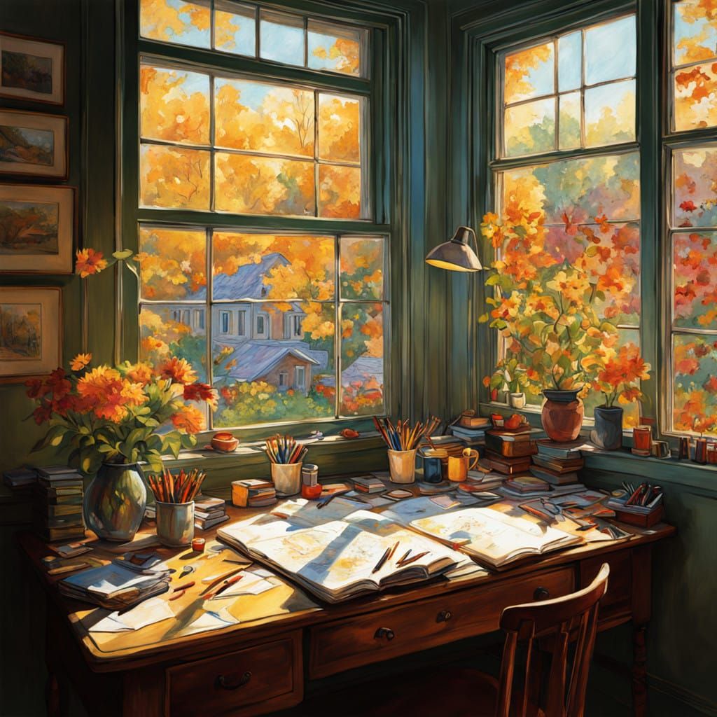 Warm Light Illuminates an Artist's Whimsical Workspace in Go...