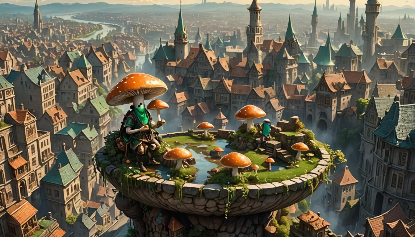 Gold and Emerald Spoon with Mushroom Person