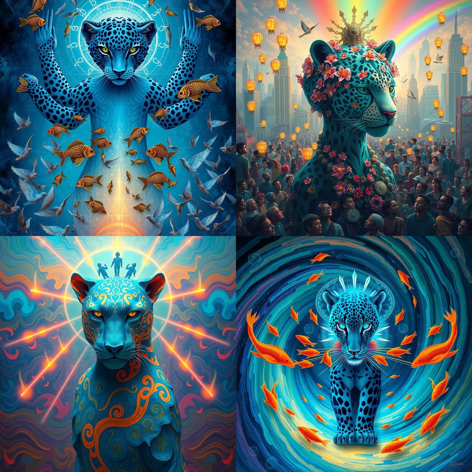 Cosmic Being Bridges Eternity's Realm, Rainbow Shadows of Ti...