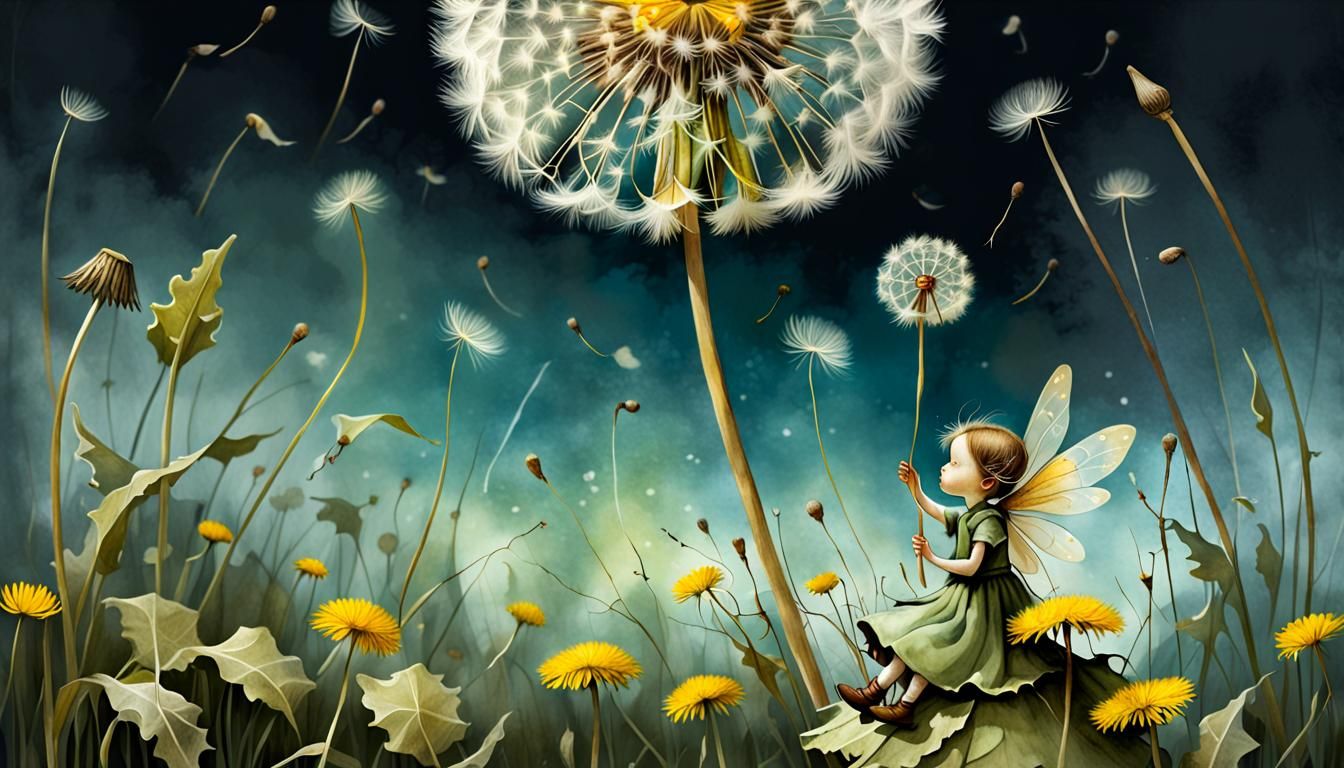 Dandelion Fairy in Fantasy Art Style
