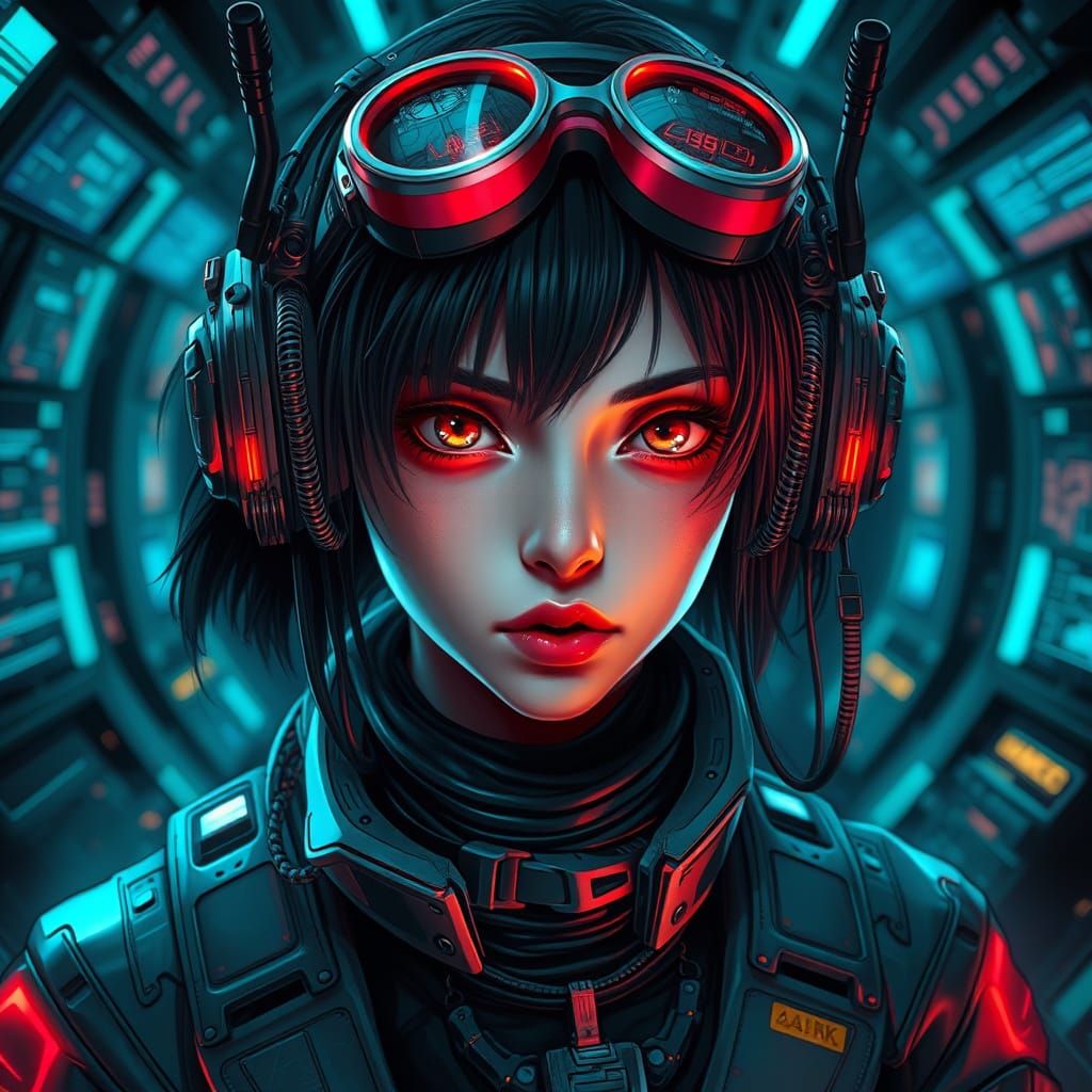 Futuristic Cyberpunk Rebel Leader in a Hidden Underground Bu...