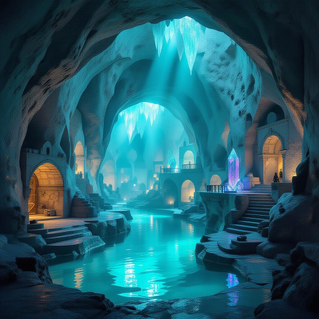 Forgotten Underground City in Cinematic Turquoise and Violet...