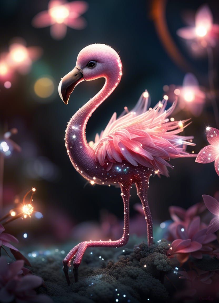 Sparkling Fairy Flamingo Character Portrait