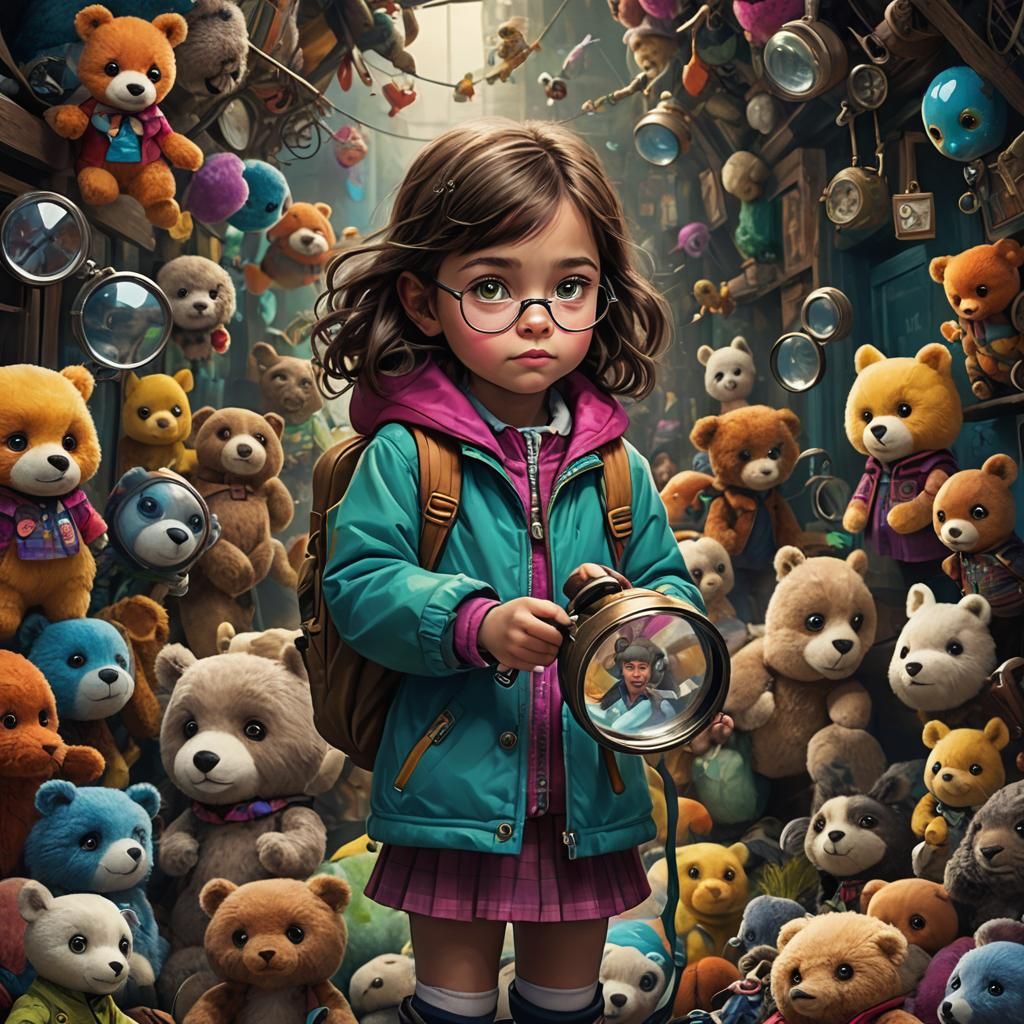 Young Girl's Fantastical Exploration in Detailed Matte Paint...