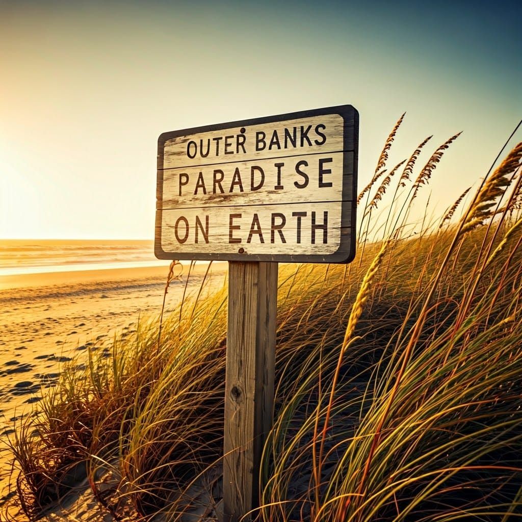 Weathered Beach Sign at Sunset in Cinematic Style