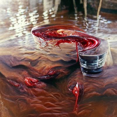 Eerie Blood in Water Oil Painting