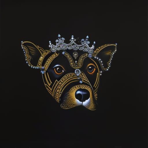 Vintage Abstract Oil Painting of a Royal Puppy