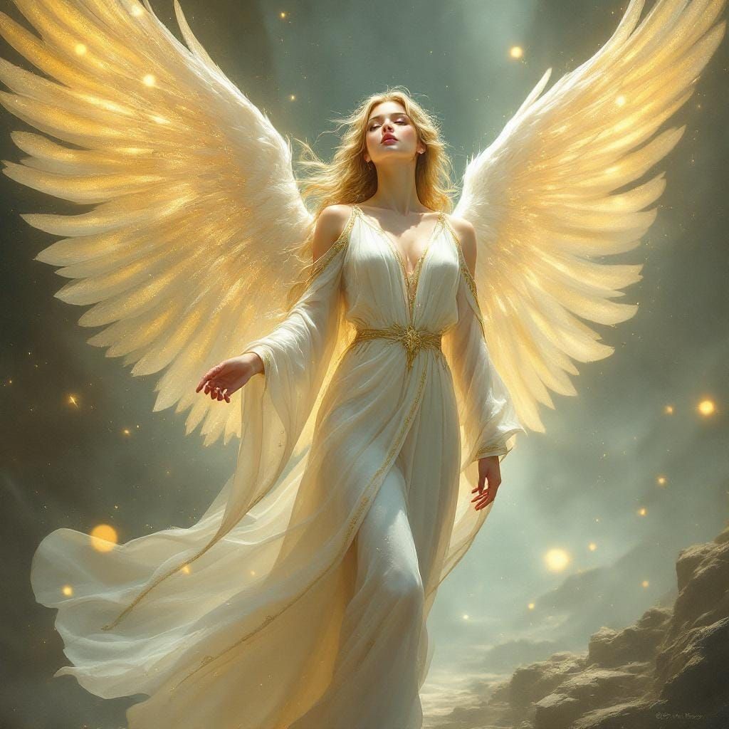 Ethereal Fantasy Angel in a Mystical Realm