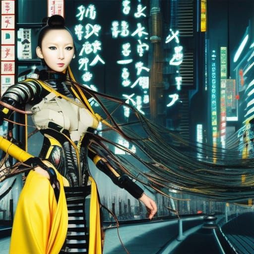 Japanese Cyberpunk Cyborg on Catwalk