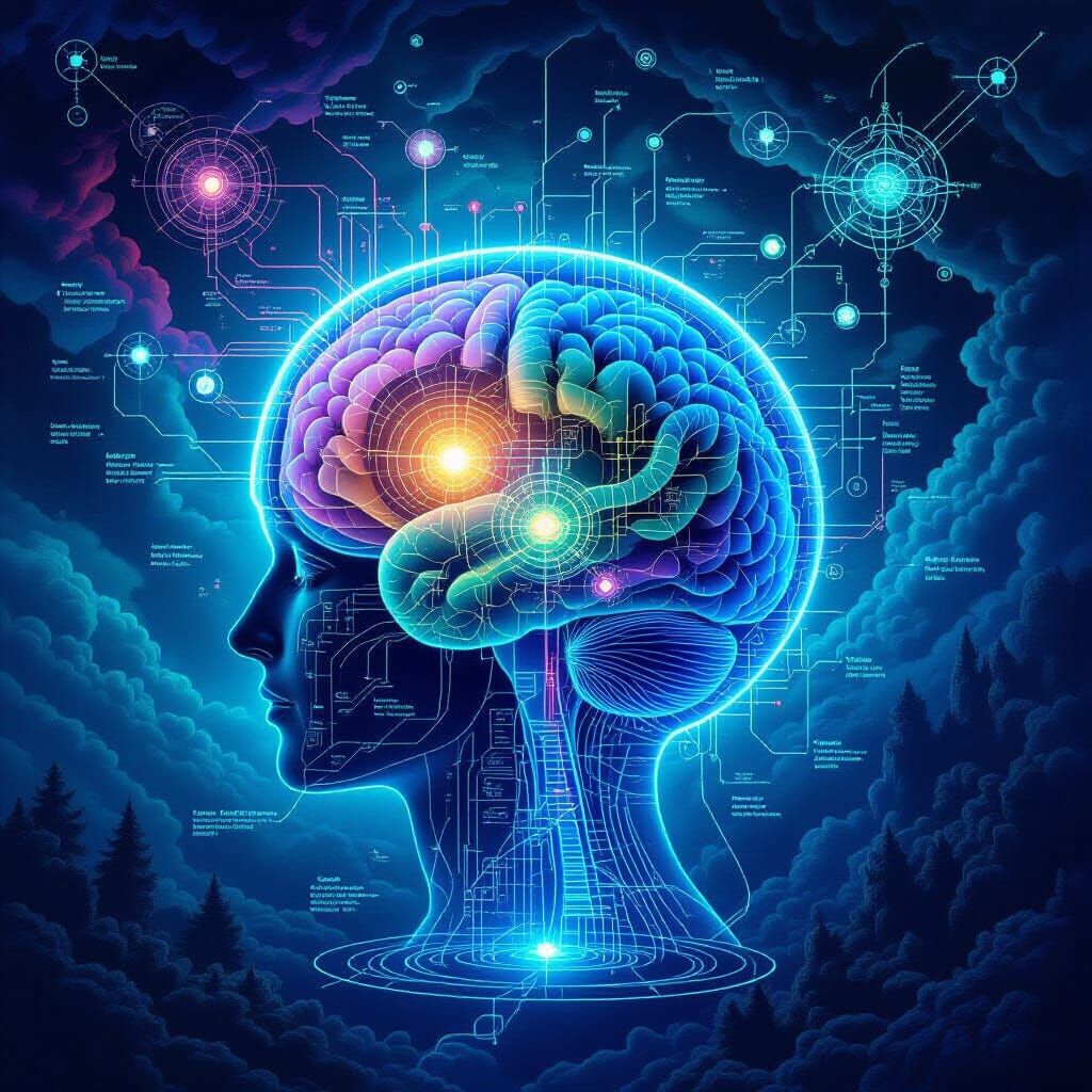 Surreal Dreamscape: Neural Schematic in Biomechanical Style