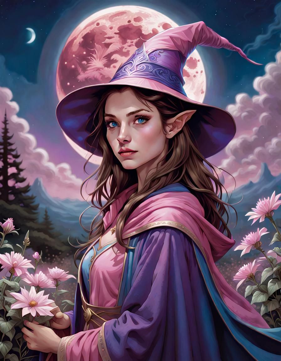 Half-Elf Wizard Portrait in Comic Book Style