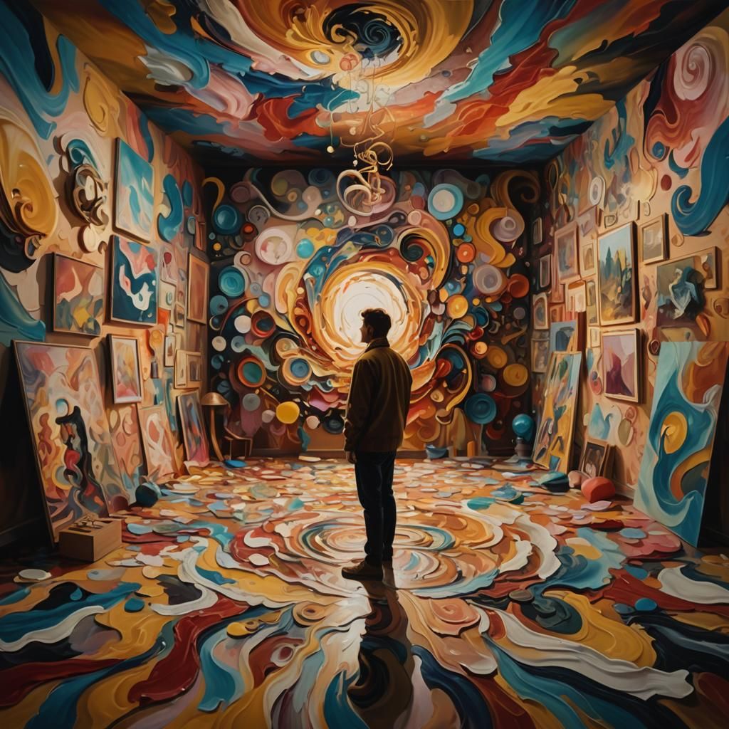 Surreal Floating Art in Dreamlike Atmosphere