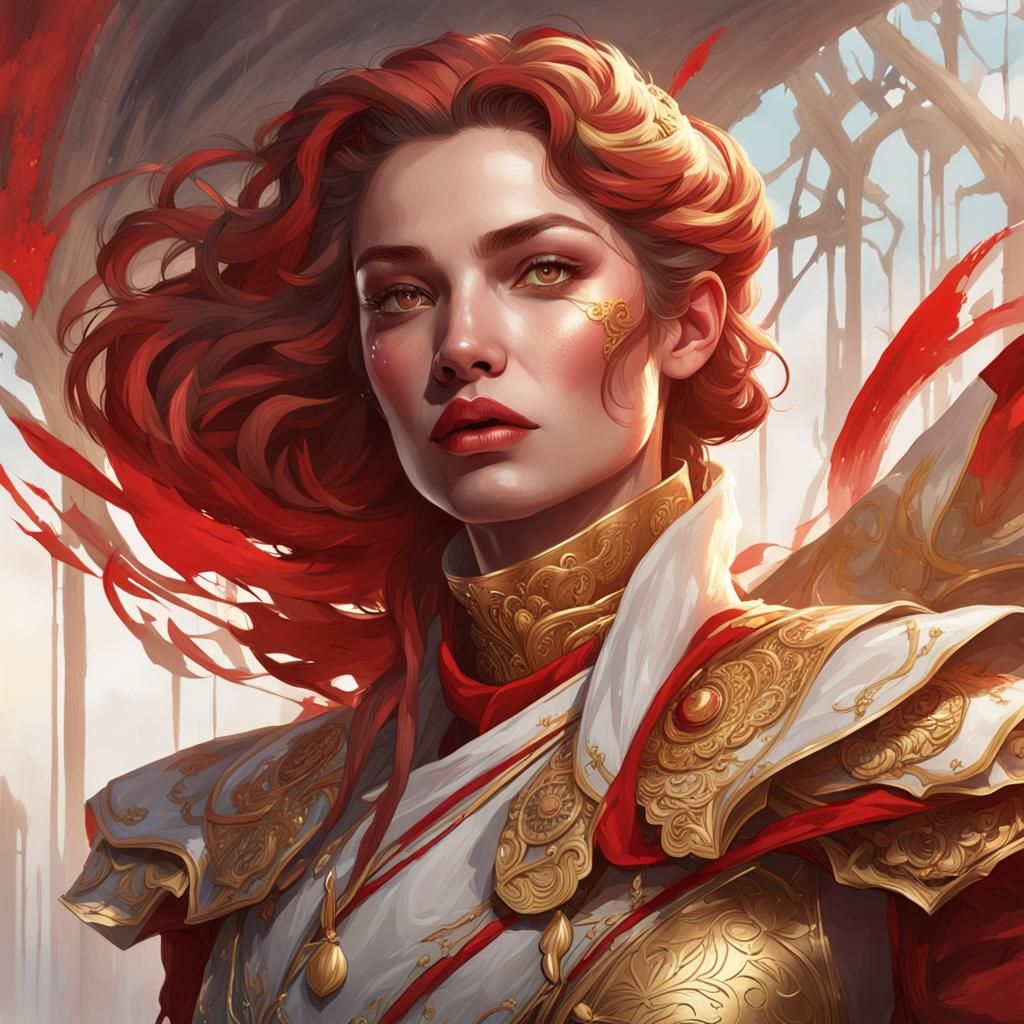 Woman with Mask, Digital Art Portrait