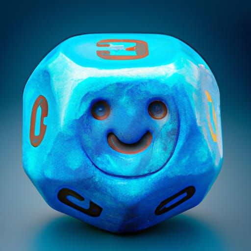 Transparent Blue 20-Sided Dice Emoji in Detailed Matte Style