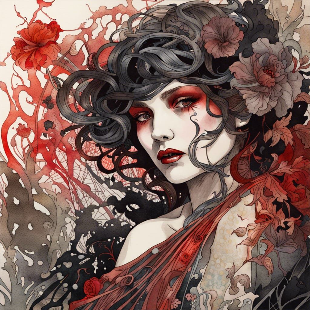 Vampire Portrait in Roaring 20s Aesthetic