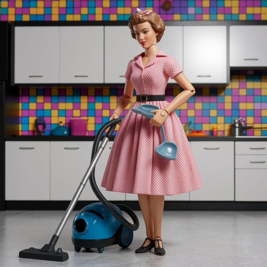 1950s Housewife Action Figure in Vibrant Box Art