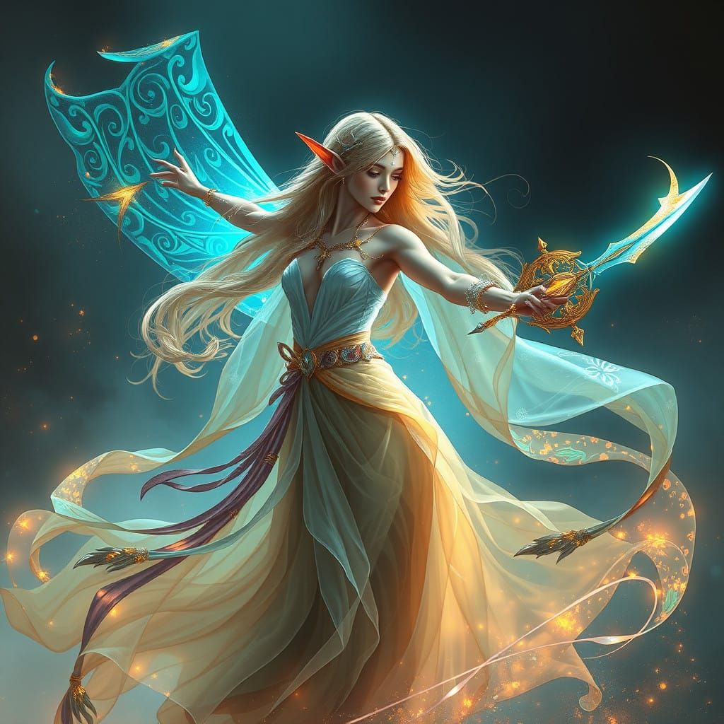 Ethereal Elf Bladesinger in Enchanting Dance