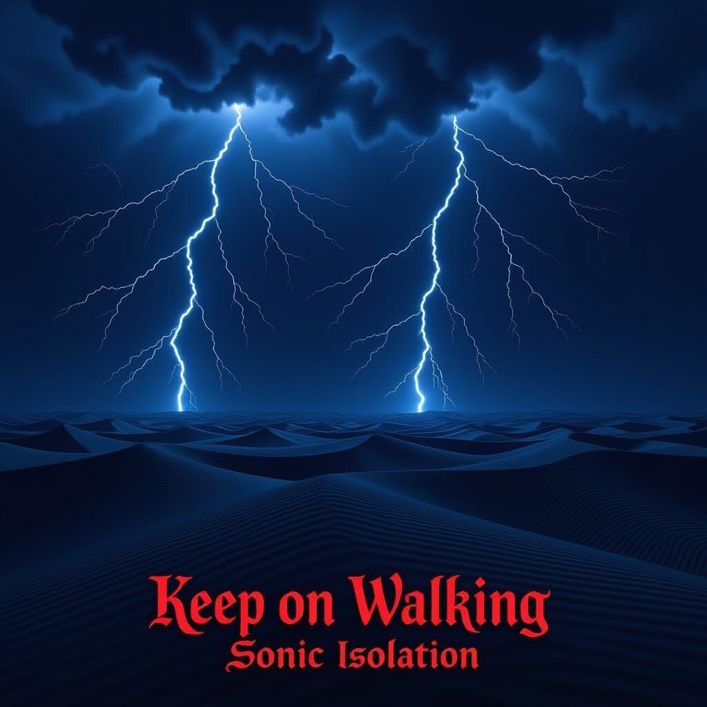 Surreal Desert Landscape with Lightning Storm