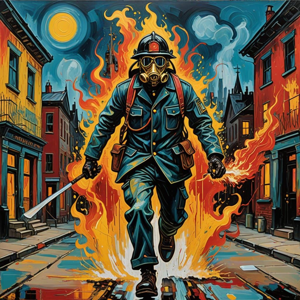 Dalmatian Firefighter Rushes to Victorian-Era City Inferno